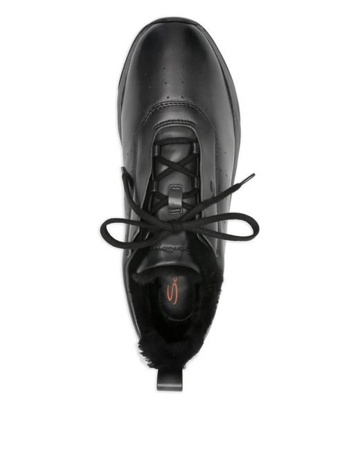 Santoni Black Leather Sneakers for men