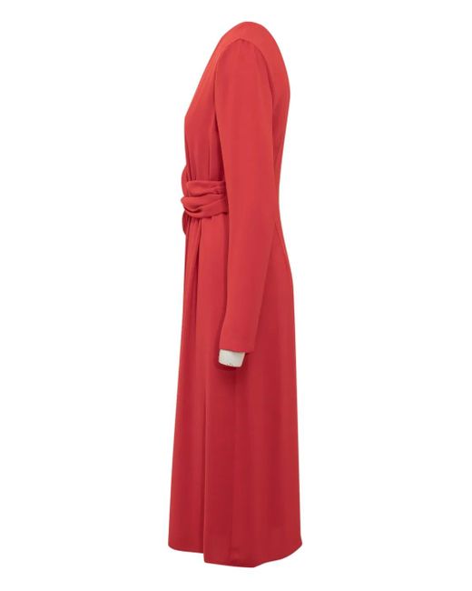 Max Mara Red V-neck Midi Dress