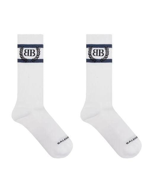 Balenciaga White Logo Socks for men