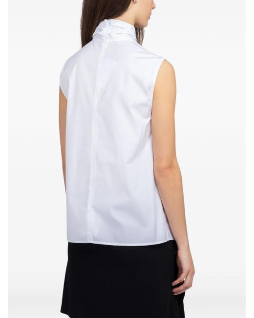 Beaufille White Calla Crossover Sleeveless Blouse