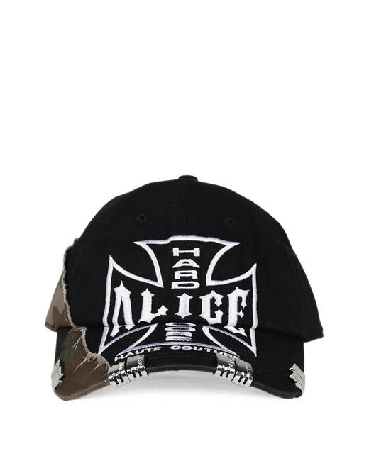 N. Hoolywood Black Camo-Print Distressed Cap for men