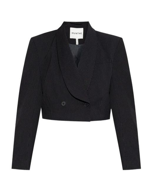 Blazer Crop À Fines Rayures Munthe en coloris Black