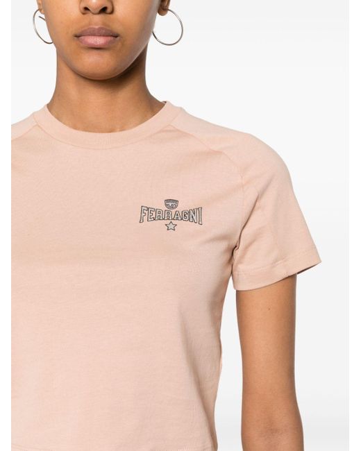 T-shirt crop con motivo Eyelike di Chiara Ferragni in Pink