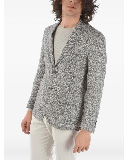 Corneliani Gray Printed Single-Breasted Jacket for men