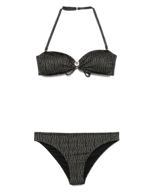 Emporio Armani Black Jacquard Bikini Set
