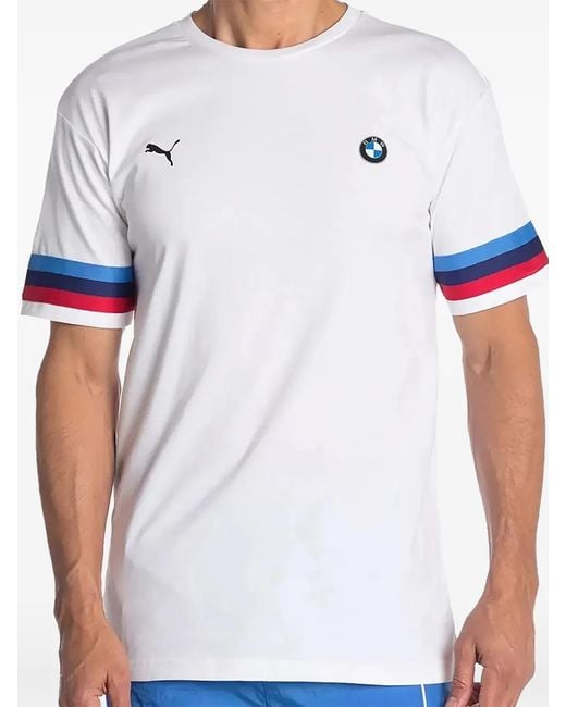 PUMA White Bmw Motorsport Striped-Detail T-Shirt for men