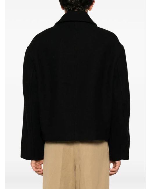 Studio Nicholson Black Zip-Up Spread-Collar Shirt Jacket for men