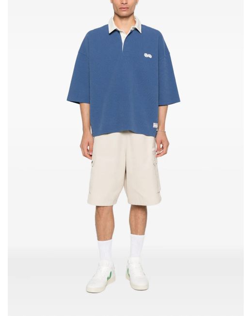 SUMMER GAMES Blue Logo-Patch Polo Shirt for men