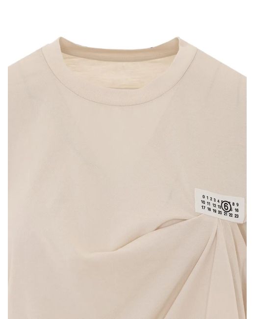 MM6 by Maison Margiela White Numeric Logo Draped T-Shirt