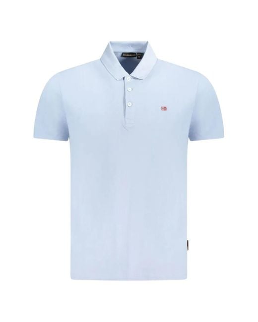 Napapijri Blue Logo-Patch Polo Shirt for men