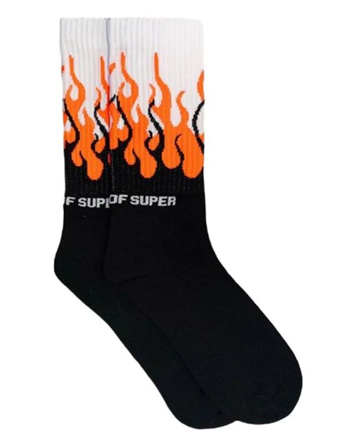 Vision Of Super Black Flame-Print Socks for men