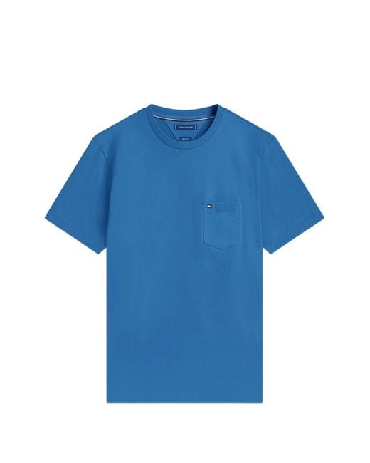 Tommy Hilfiger Blue Patch-Pocket Cotton T-Shirt for men