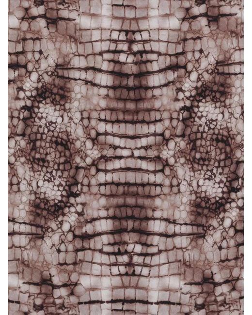 Elisabetta Franchi Metallic Silk Twill Foulard Scarf With Alligator Print