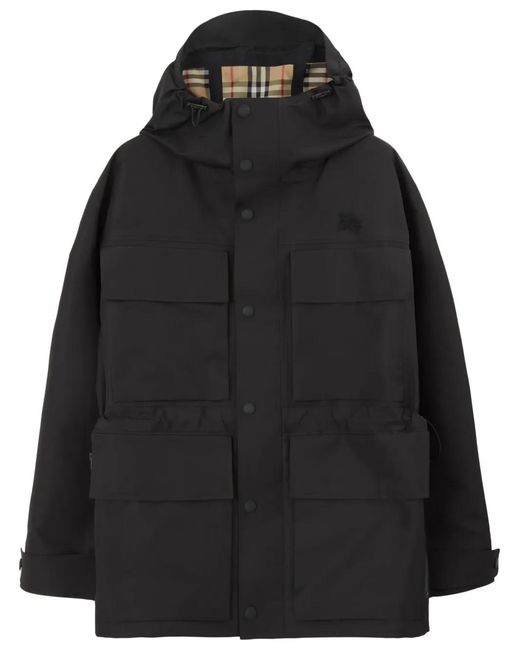 Burberry Black Patch-Pocket Parka Coat for men