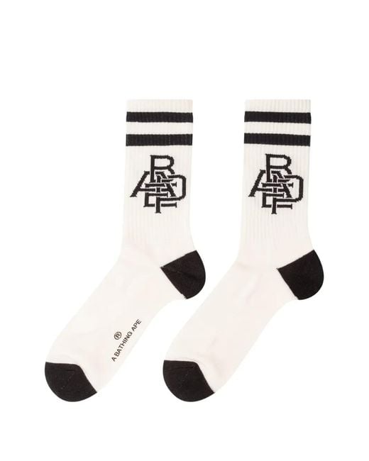 A Bathing Ape Black Ape Head Logo-Print Socks for men