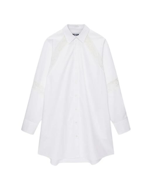 MSGM White Lace-Detail Mini Dress