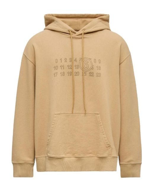 MM6 by Maison Margiela Natural Embroidered Graphic Hoodie for men