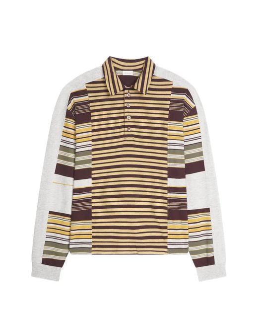 Dries Van Noten Natural Striped Cotton Polo for men