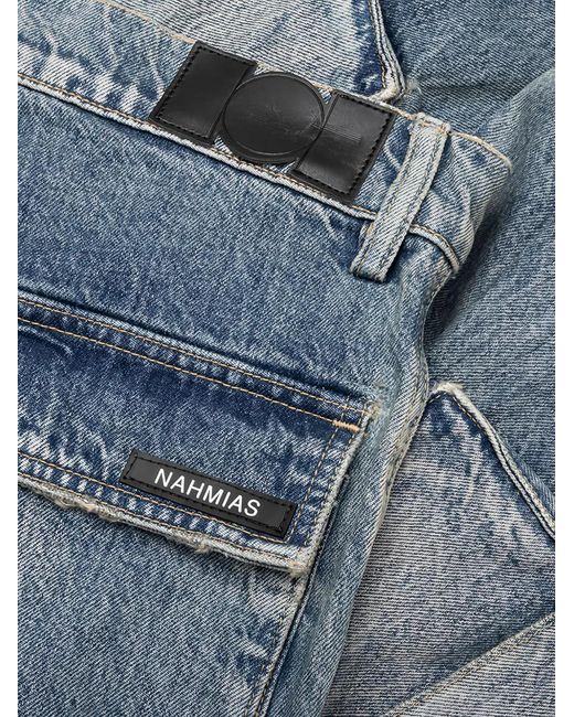NAHMIAS Blue Logo-Patch Cargo Jeans for men