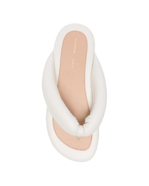 Carven White Sandales Matelassées En Cuir