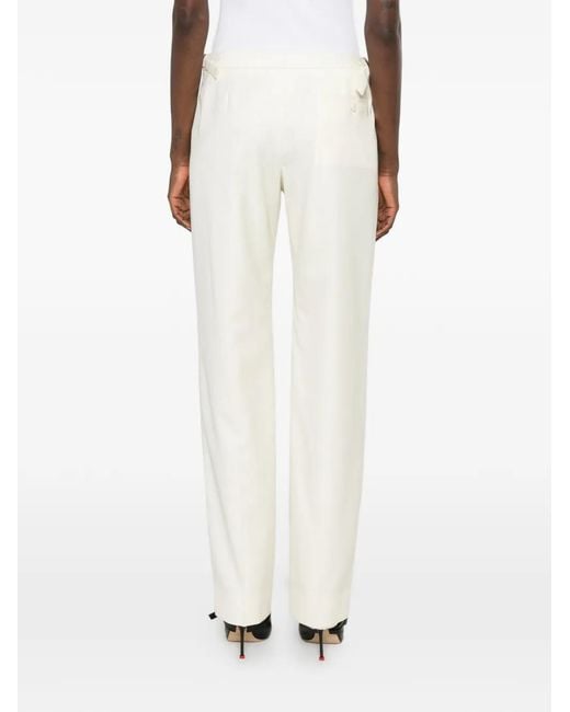 McQueen White Pressed-Crease Tailored Trousers