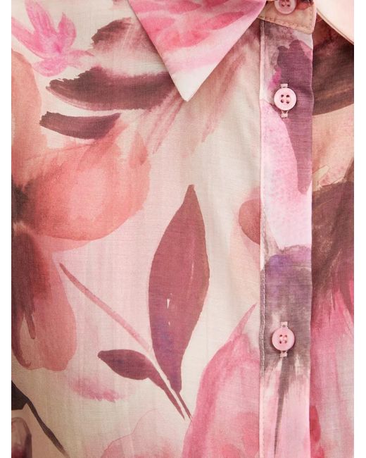 GAUDI Red Floral-Print Puff-Sleeve Shirt