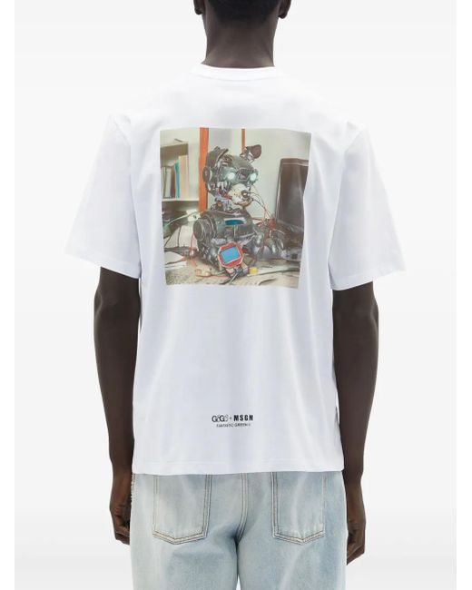 MSGM White Crew-Neck T-Shirt