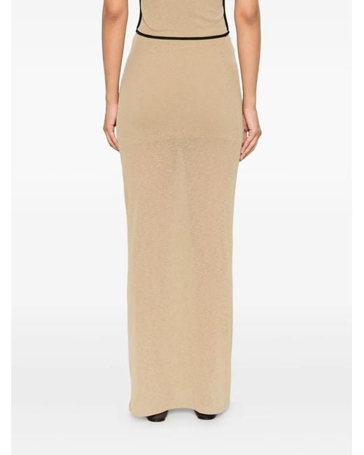 Nanushka Natural Draped-Panel Maxi Skirt