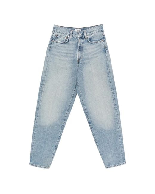 Agolde Blue Faded Pressed-Crease Jeans
