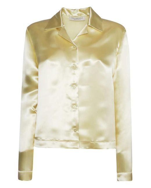 Philosophy Di Lorenzo Serafini Satijnen Blouse in het Yellow