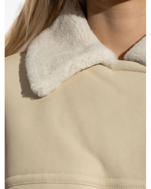 Jacquemus Natural Double-Breasted Shearling Jacket
