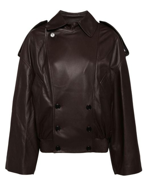 Loewe Black Double-breasted Leather Jacket