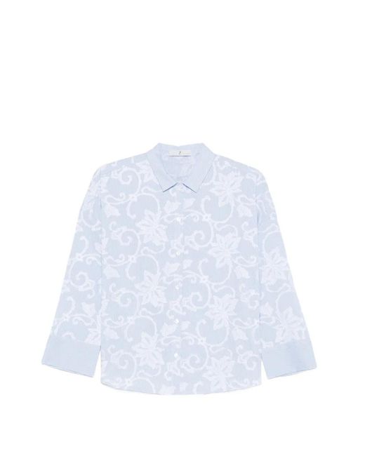 Whyci White Floral-Detail Shirt