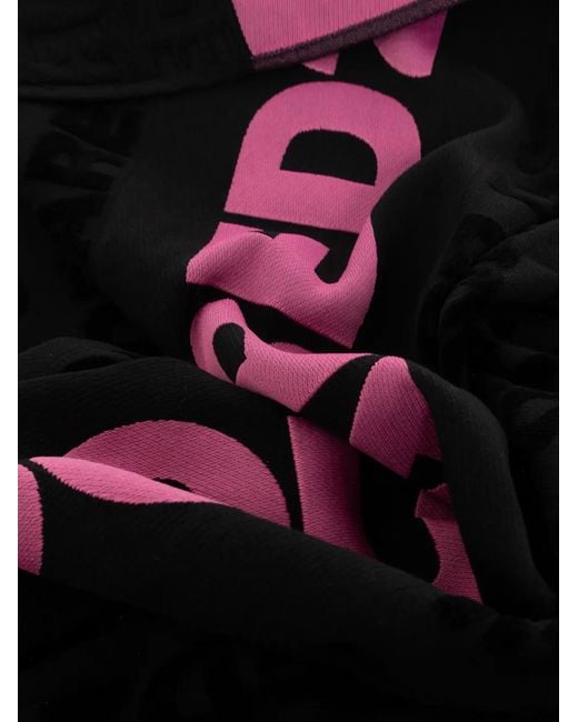 DSquared² Black Serviette De Bain À Logo Imprimé