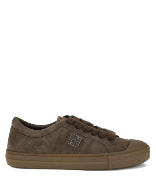 Fendi Brown Domino Logo Trainers for men