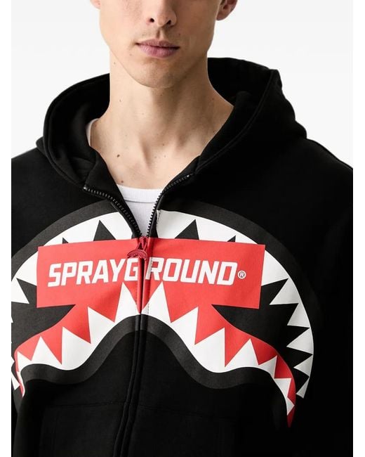 Sprayground Black Shark-Print Hoodie for men