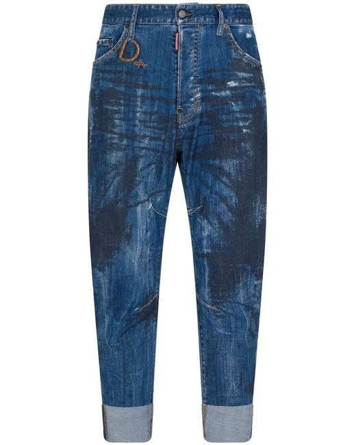 DSquared² Blue Distressed Tapered Jeans for men