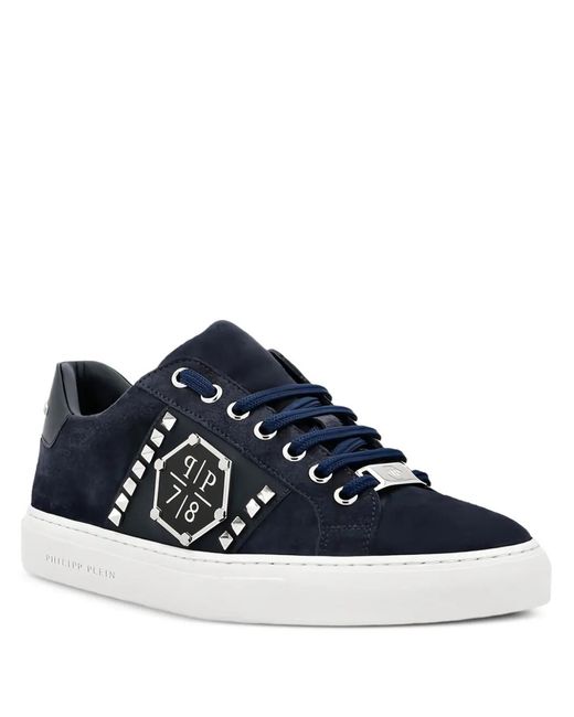 Philipp Plein Blue Studded Lo-Top Sneakers