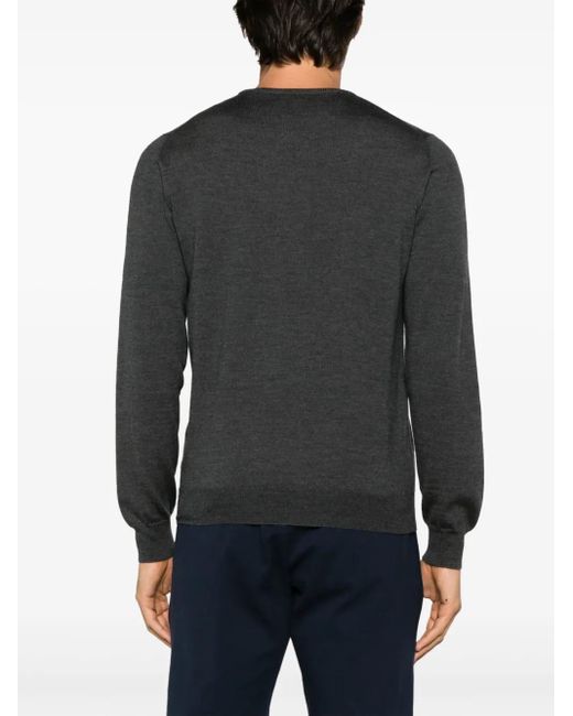 Barba Napoli Gray Fine-Knit Virgin-Wool Jumper for men