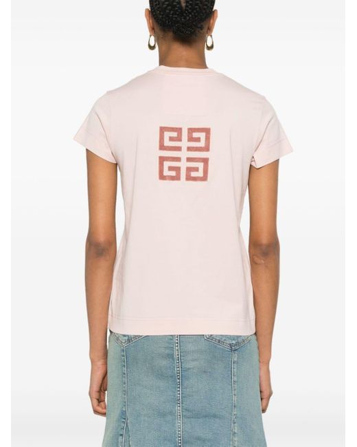 Givenchy Pink T-Shirt mit geflocktem Logo