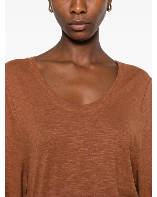 MAISON 123 Brown Liana V-Neck T-Shirt