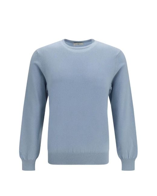 Piacenza Cashmere Blue Crew-Neck Sweater for men