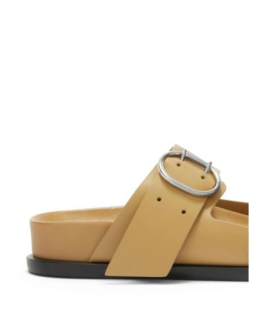 Jil Sander White Buckled Leather Sandals