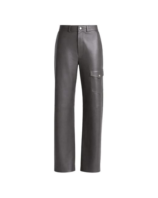 Nanushka Gray Cargo-Pocket Leather Trousers