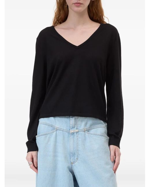 Closed Black V-Neck Long-Sleeve Sweater