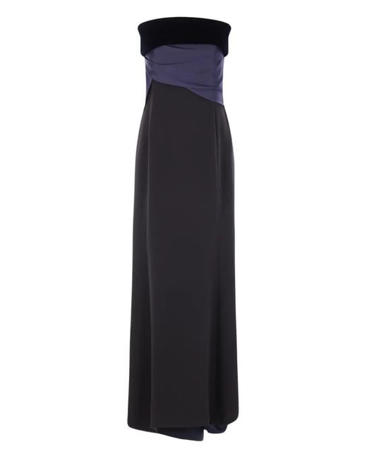 Giorgio Armani Blue Strapless Maxi Dress