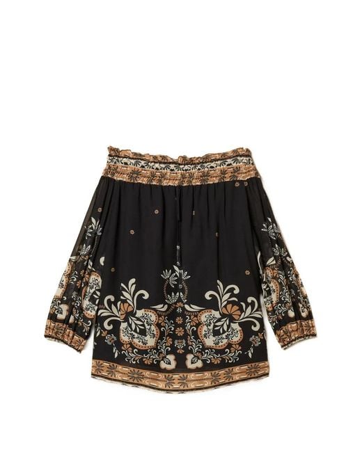 Twinset Black Printed Georgette Blouse
