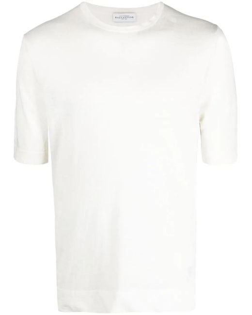 Ballantyne White Short-Sleeved Linen T-Shirt for men