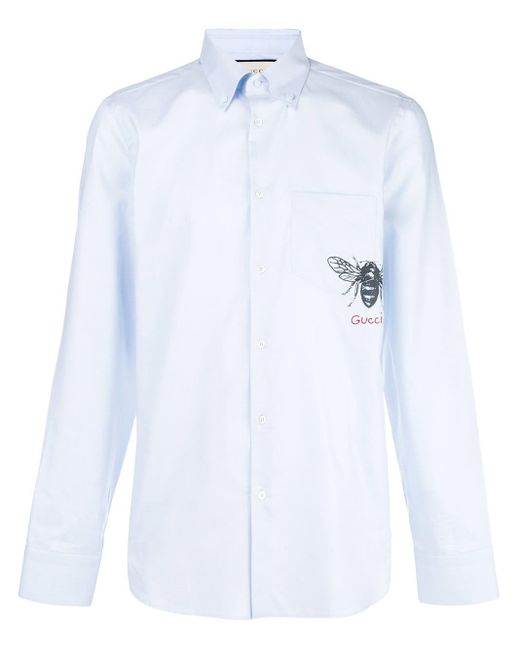 Camisa con estampado de abeja Gucci de hombre de color Azul Lyst