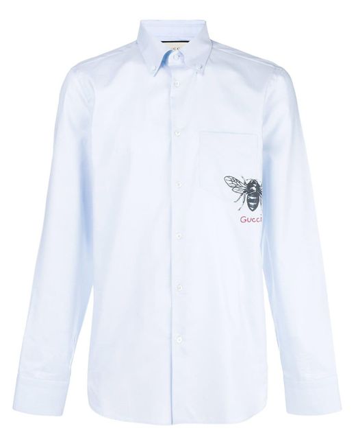 Camisa con estampado de abeja Gucci de hombre de color Azul | Lyst